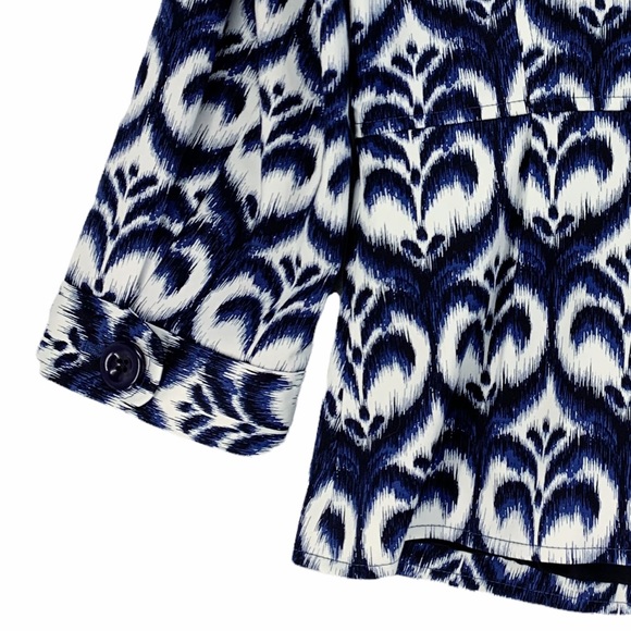 Ellen Tracy Ikat Inspired Peplum Style Blazer Jacket Blue White Black St… - Picture 11 of 16